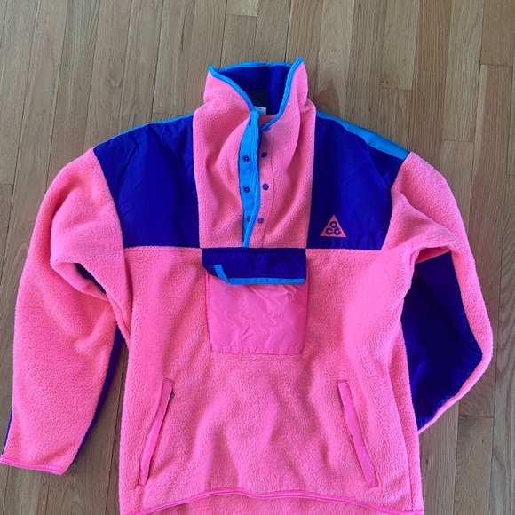 90'S Nike ACG Devil's Tower Half-Snap Fleece Pullover, Men's Size L polyester blue type Vintage Second Hand
